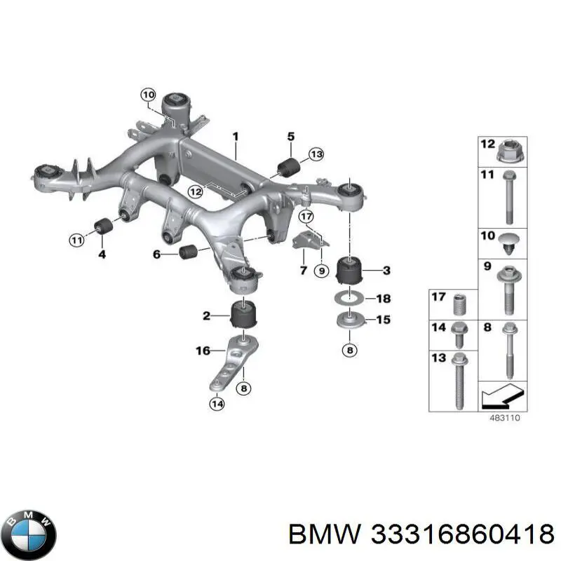 33316860418 BMW сайлентблок задней балки (подрамника)