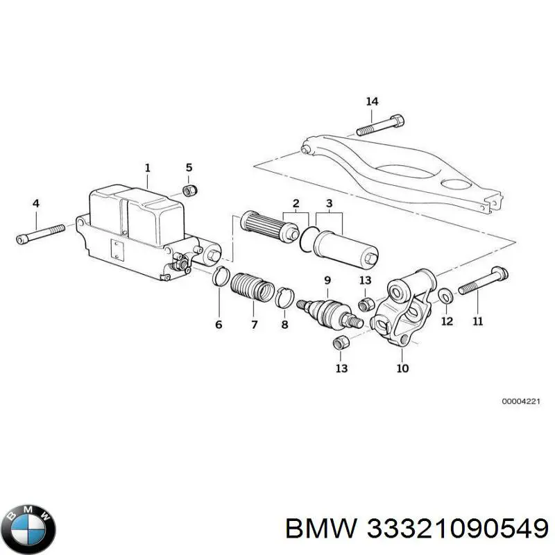 33321090549 BMW Рычаг (тяга) задней подвески продольный нижний левый