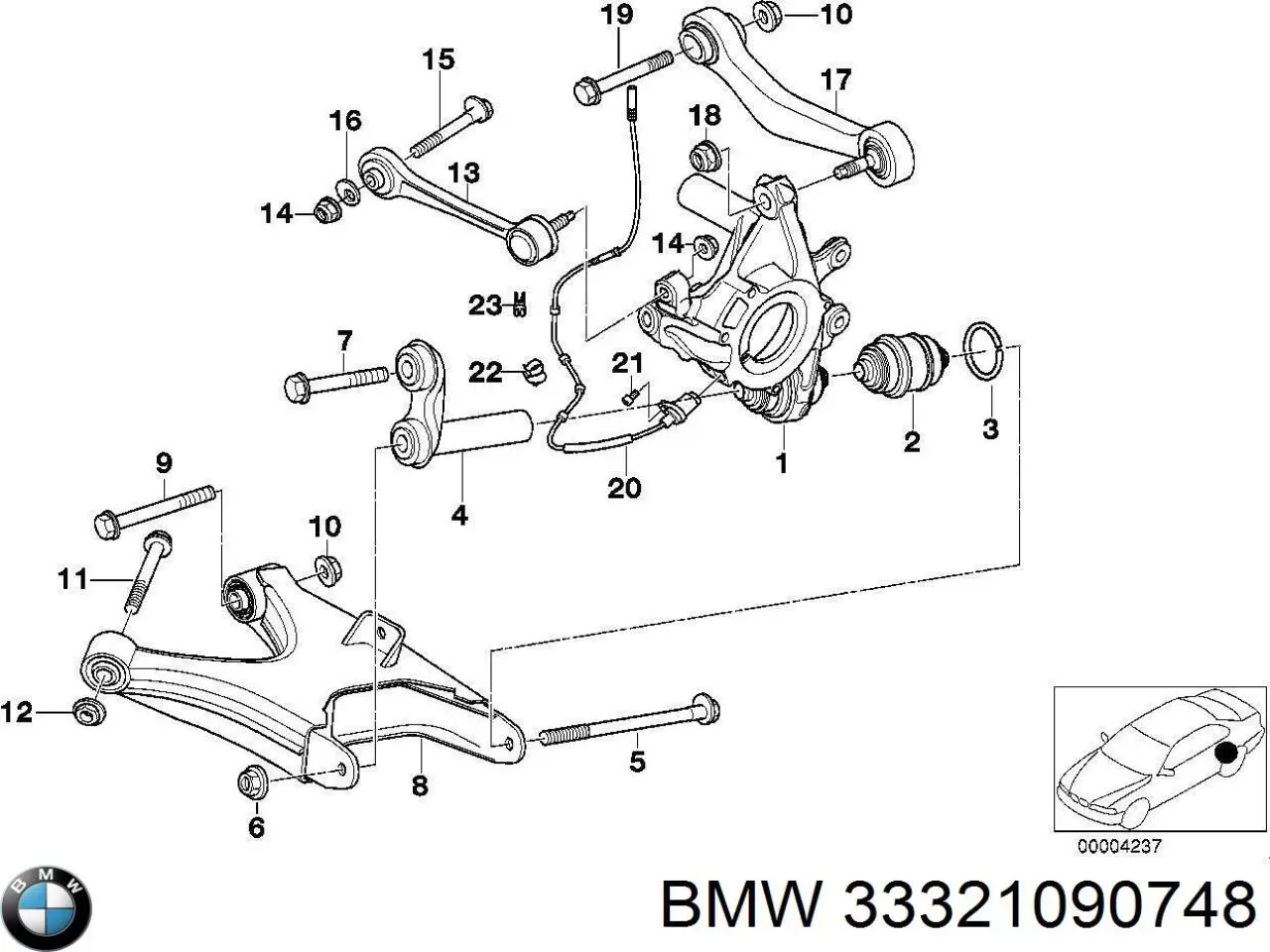 Цапфа (поворотный кулак) задний правый 33321090748 BMW