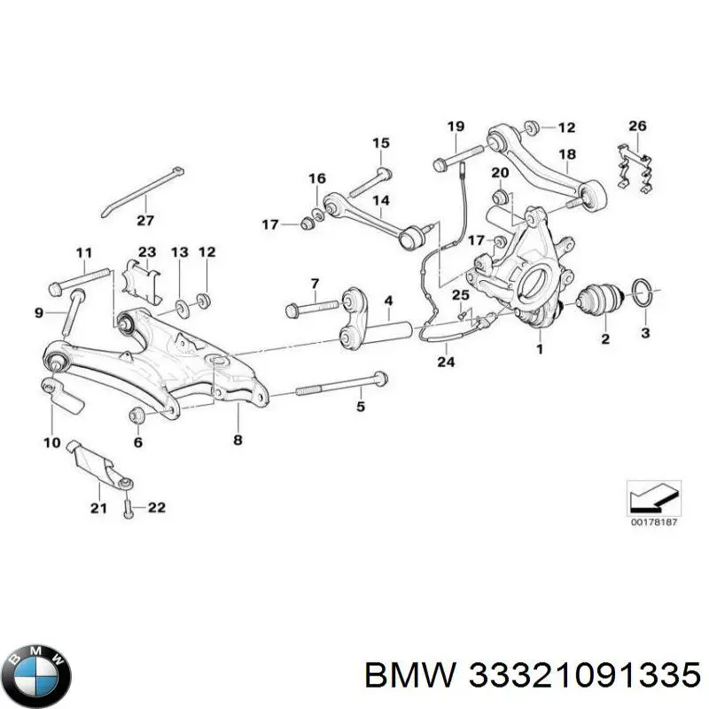 33321091335 BMW цапфа (поворотный кулак задний левый)