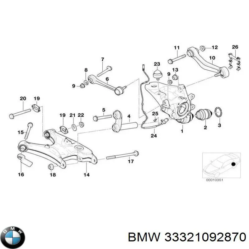 Болт крепления заднего развального рычага, наружный на BMW X5 (E53) купить.