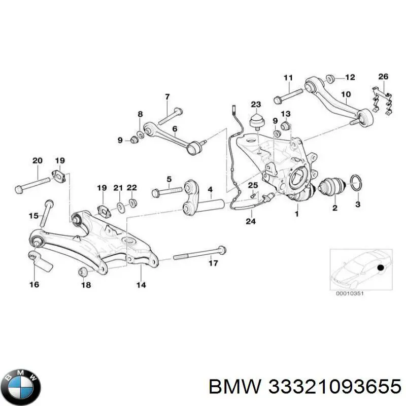 Цапфа (поворотный кулак) задний левый на BMW 5 (E39) купить.