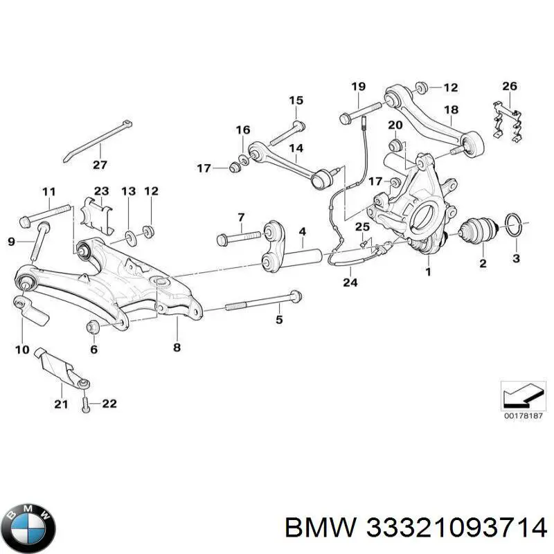 Рычаг задней подвески нижний правый BMW 33321093714 цена, от 25.35 USD
