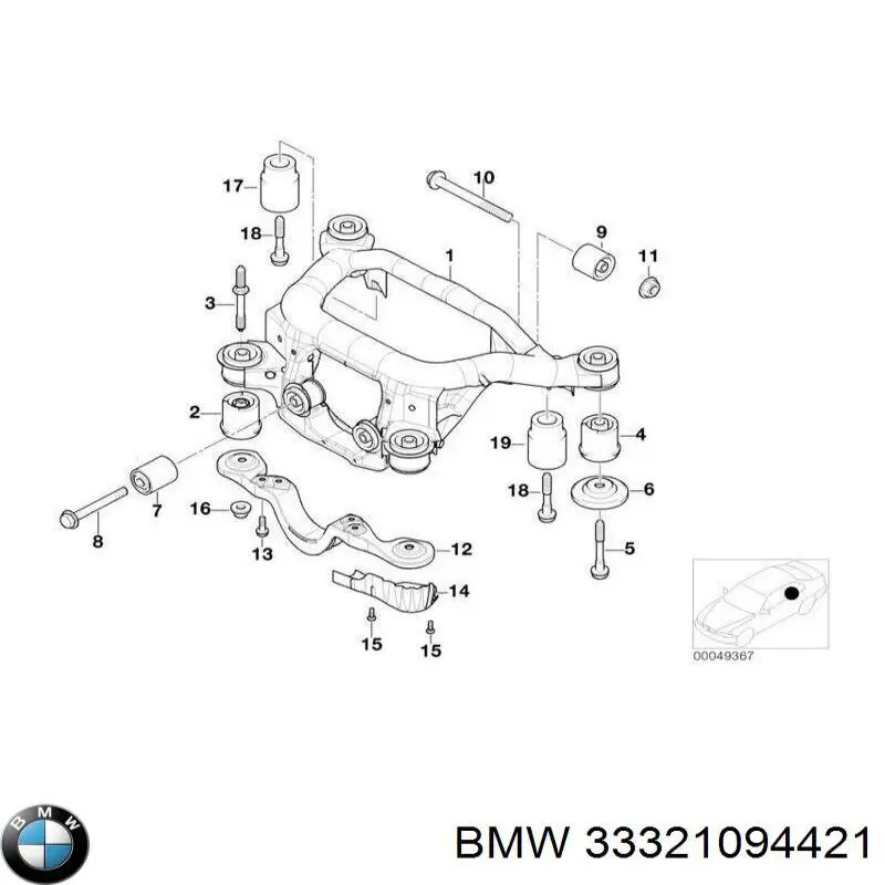 Купить 33321094421 BMW Кронштейн (траверса) заднего редуктора задняя