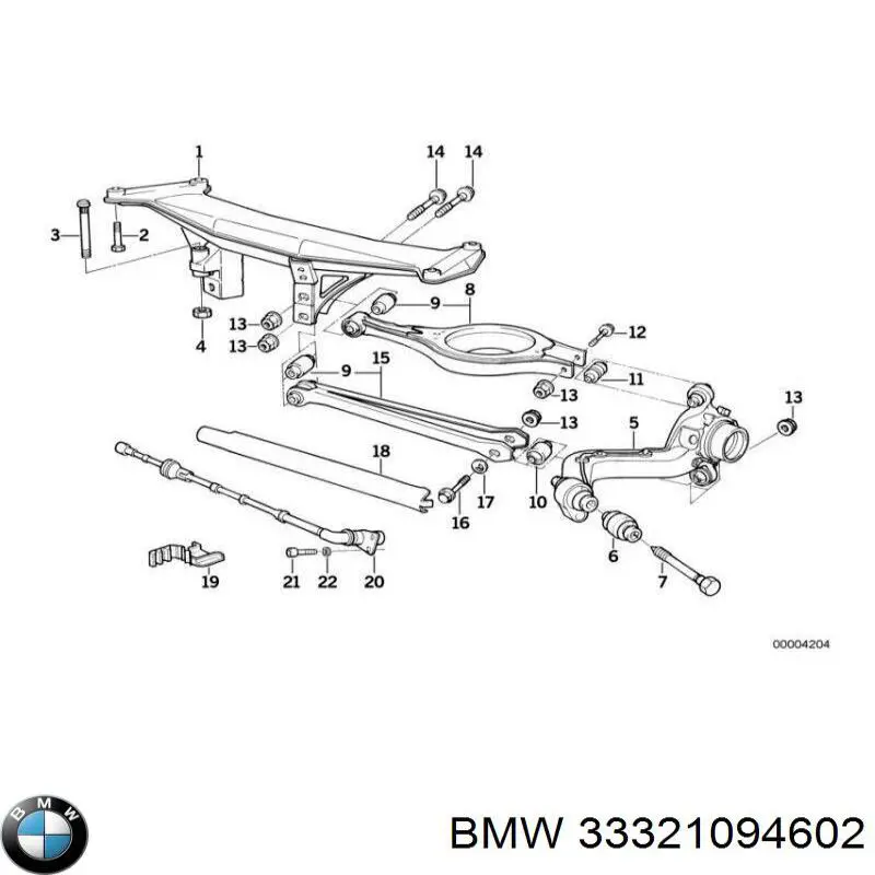 Болт крепления заднего развального рычага, наружный BMW 33321094602