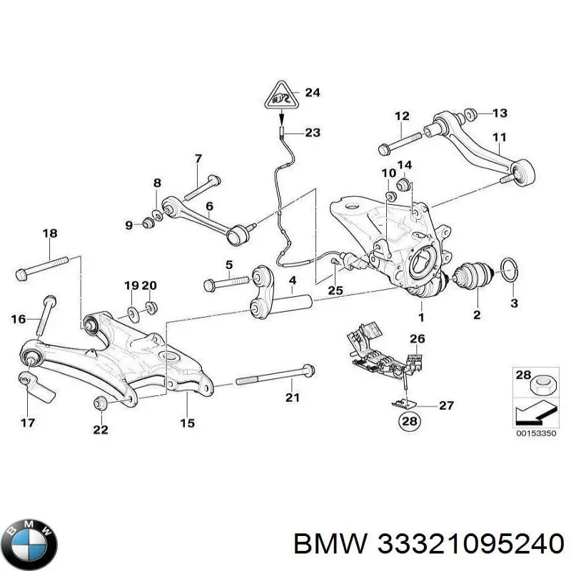 33321095240 BMW цапфа (поворотный кулак задний правый)