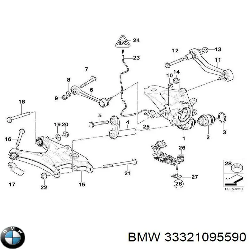 Болт крепления заднего развального рычага, внутренний на BMW X5 (E53) купить.