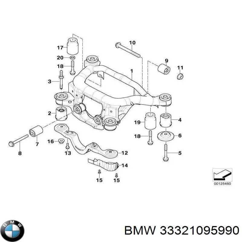 Тяга поперечная реактивная задней подвески 33321095990 BMW