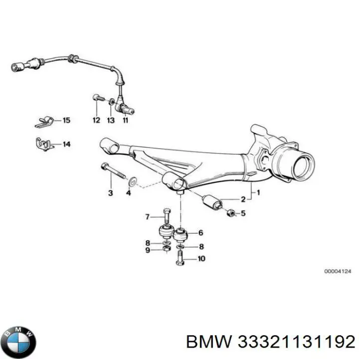 Рычаг (тяга) задней подвески продольный нижний правый 33321131192 BMW