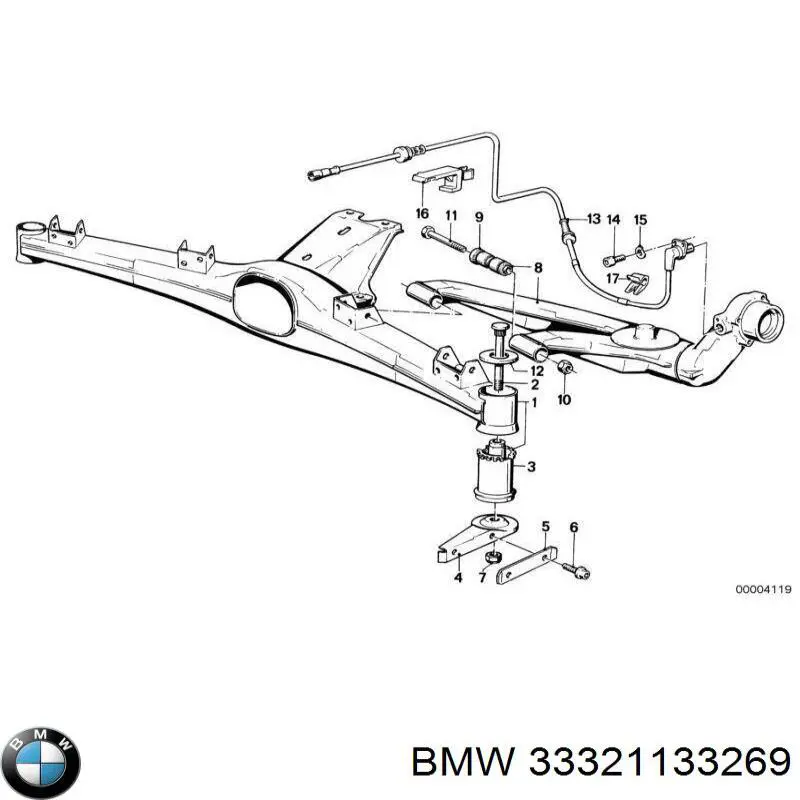 33321129093 BMW рычаг (тяга задней подвески продольный нижний левый)