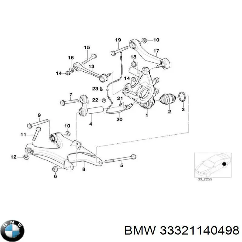 Болт крепления заднего развального рычага, наружный BMW 33321140498