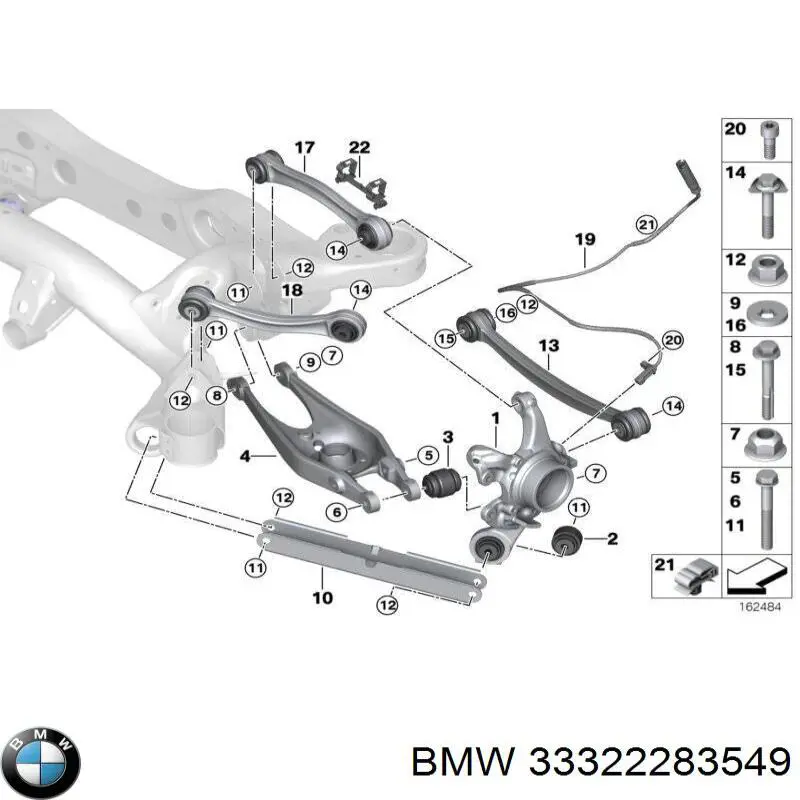 33322283549 BMW braço oscilante inferior esquerdo de suspensão traseira/direita