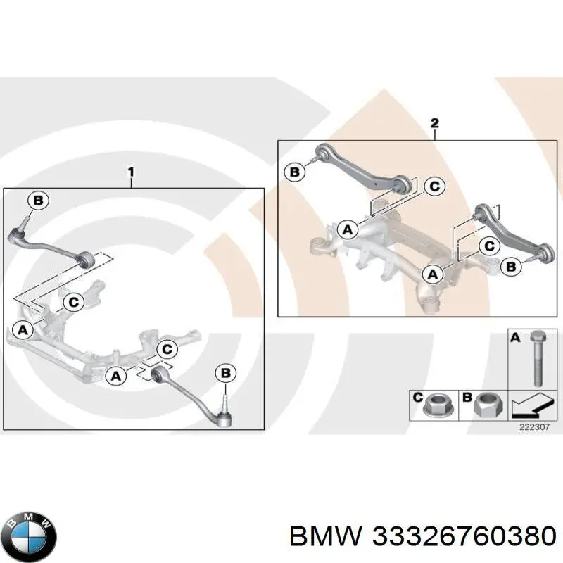 La tuerca de la atadura saylentblok de la palanca trasera inferior 33326760380 BMW