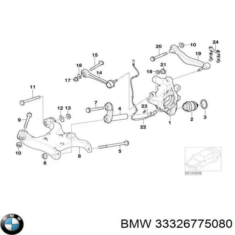 Купить 33326775080 BMW Цапфа - поворотный кулак задний, правый