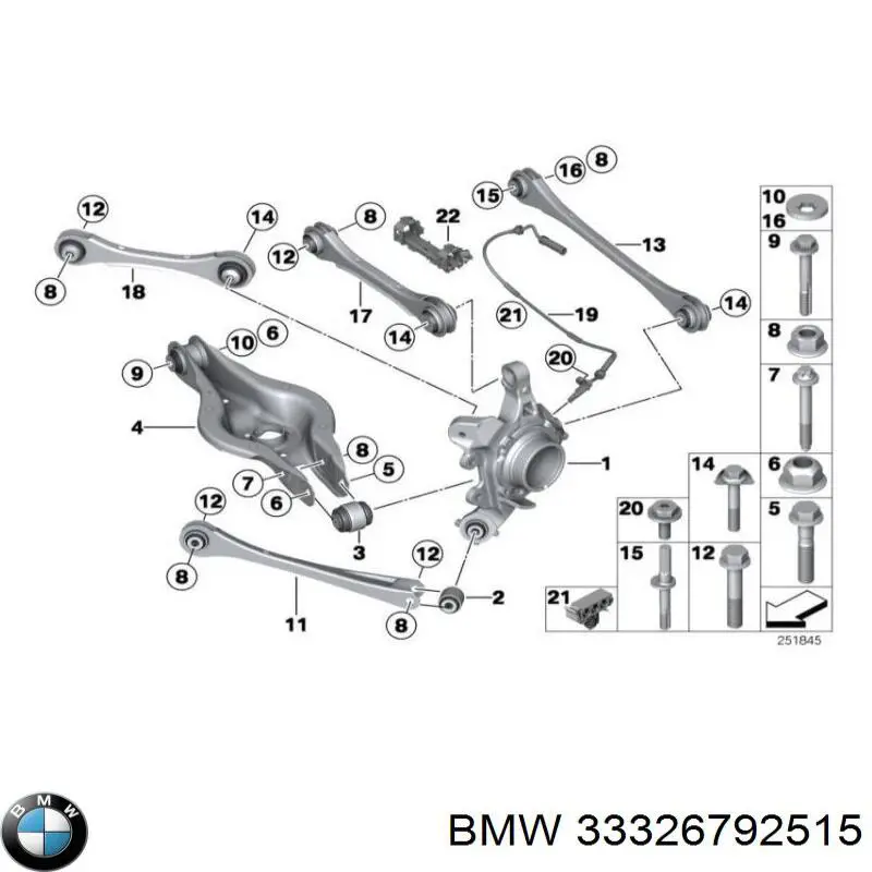 Цапфа - поворотный кулак задний, левый BMW 6792529 цена, от 183.70 USD