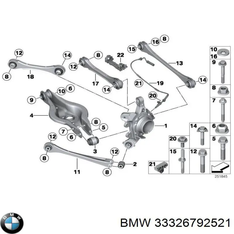 33326792521 BMW pino moente (extremidade do eixo traseiro esquerdo)