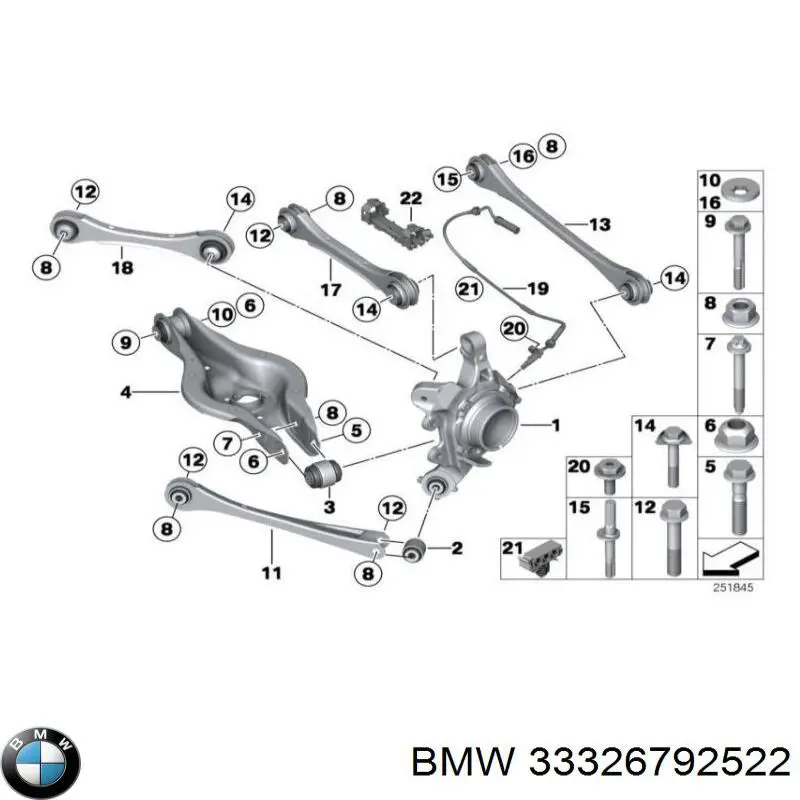 33326792522 BMW pino moente (extremidade do eixo traseiro direito)