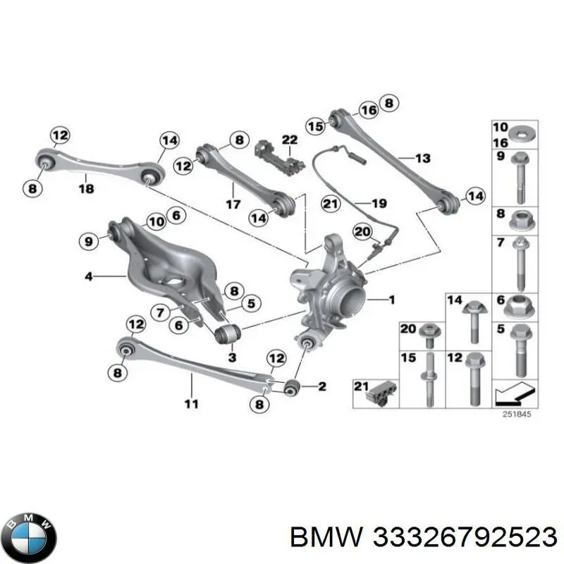 33326792523 BMW pino moente (extremidade do eixo traseiro esquerdo)