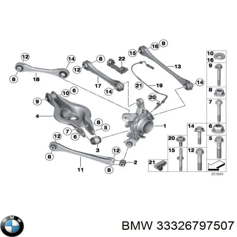 33326797507 BMW pino moente (extremidade do eixo traseiro esquerdo)