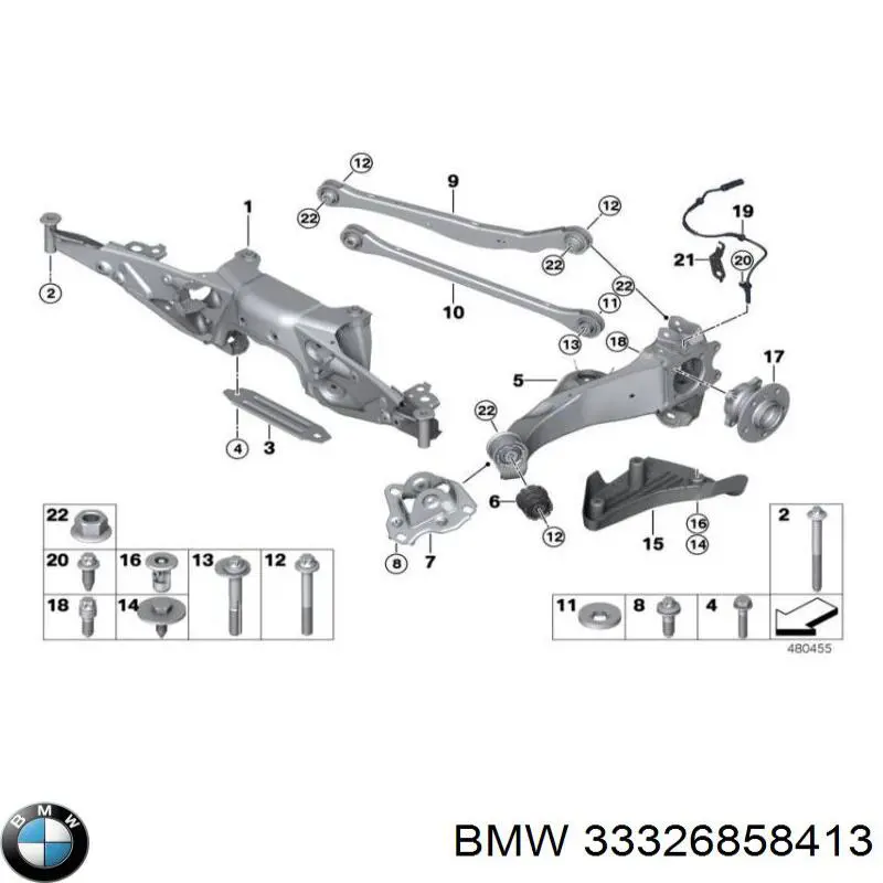 33326858413 BMW guarda-barras do pára-lama traseiro esquerdo