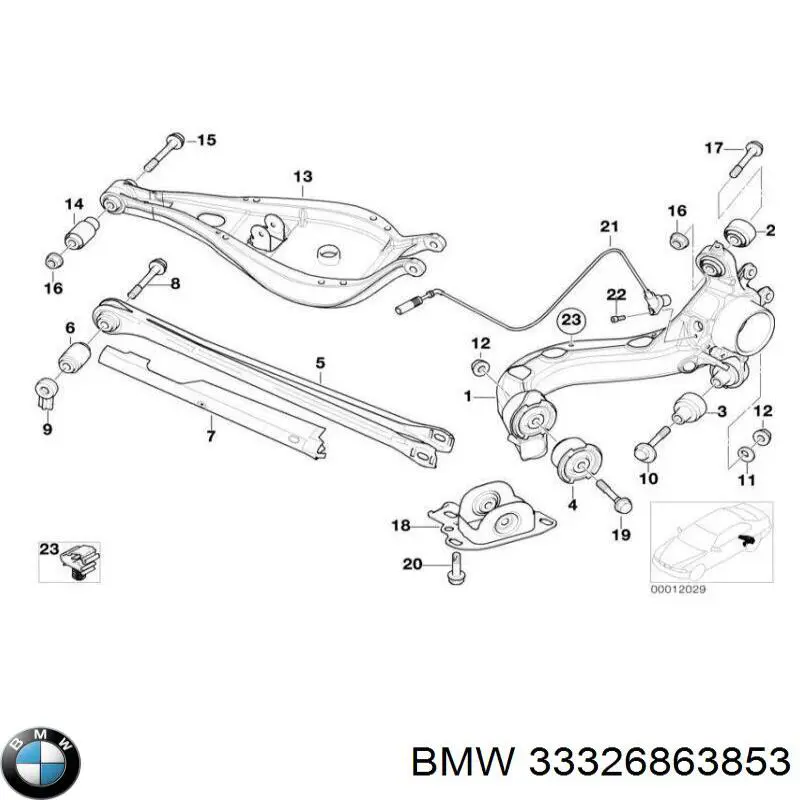 Болт крепления заднего развального рычага, наружный 33326863853 BMW