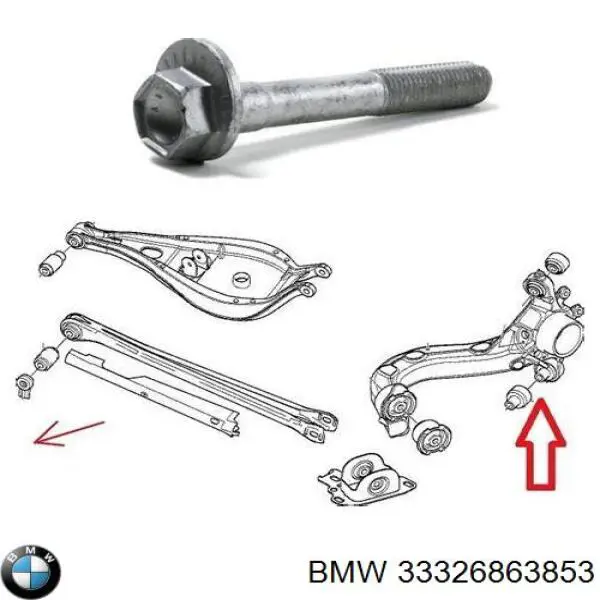 Болт крепления заднего развального рычага, наружный BMW 33326863853 цена, от 22.49 USD