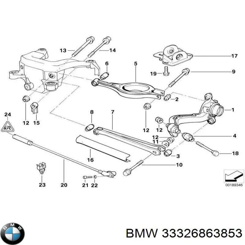 Купить 33326863853 BMW Болт крепления заднего развального рычага, наружный