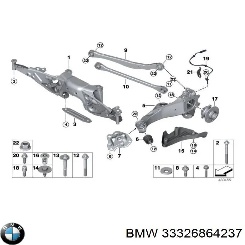 Bloco silencioso dianteiro de braço oscilante traseiro longitudinal para BMW 2 (F45)