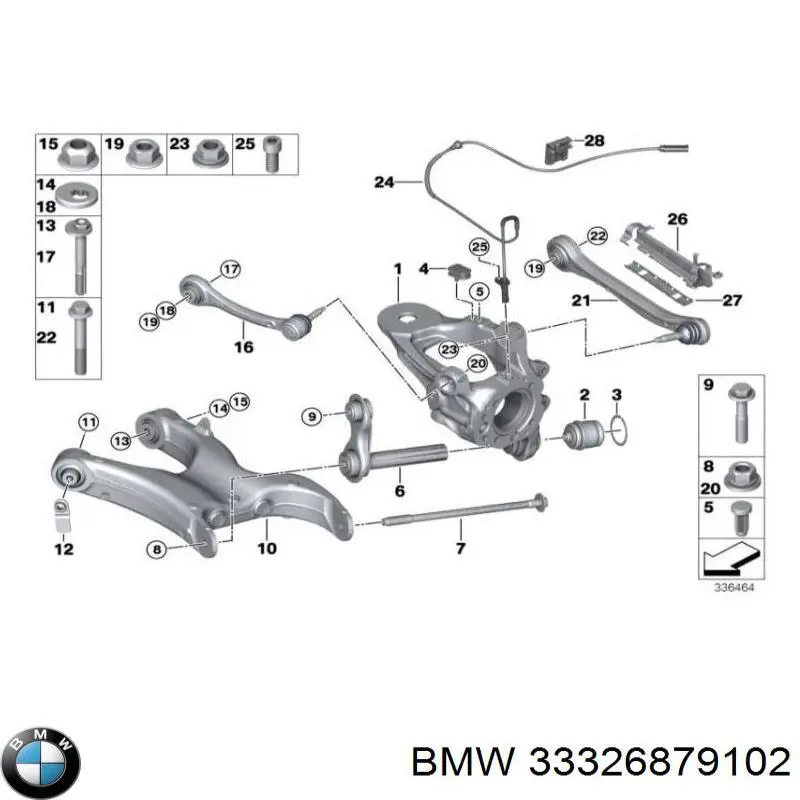 33326879102 BMW pino moente (extremidade do eixo traseiro direito)