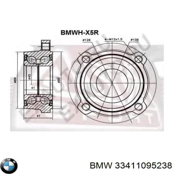 Купить 33411095238 BMW Подшипник задней ступицы