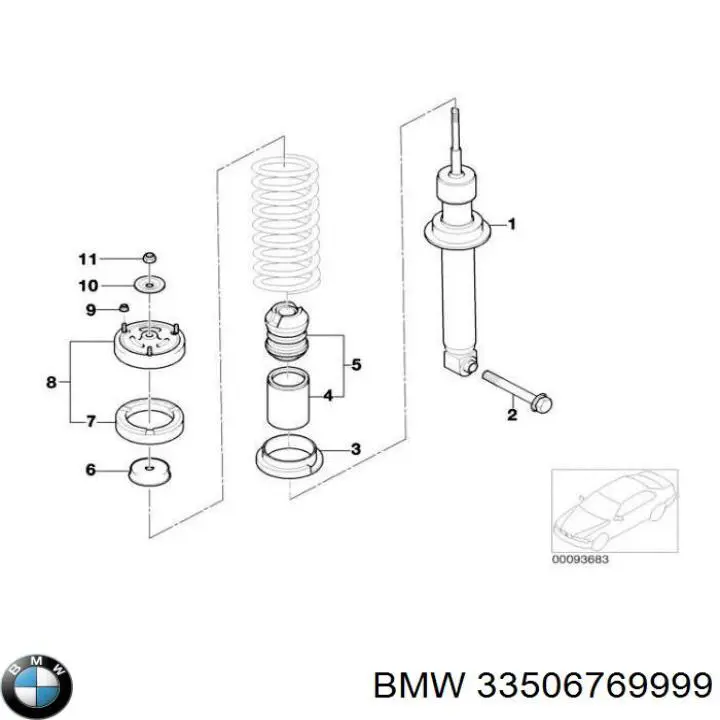 33504028917 BMW suporte de amortecedor traseiro