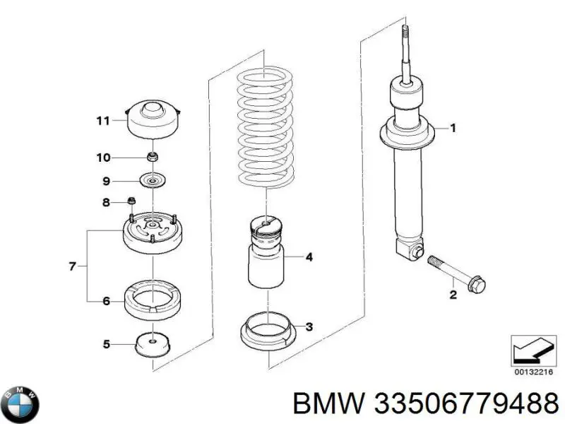 Tornillo de montaje, Amortiguador traasero 33506779488 BMW