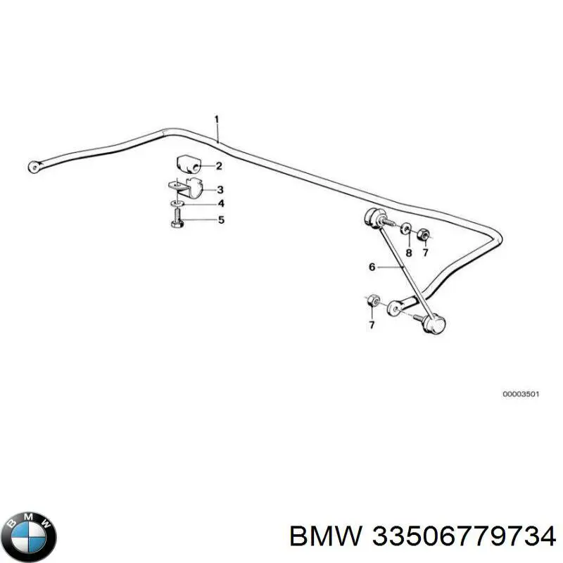 33506779734 BMW braçadeira de fixação da bucha de estabilizador traseiro