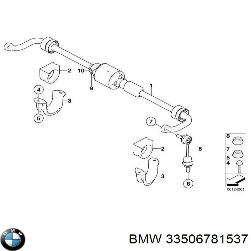 Стойка стабилизатора, заднего BMW 33506781537