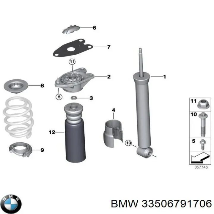 33506791706 BMW suporte de amortecedor traseiro