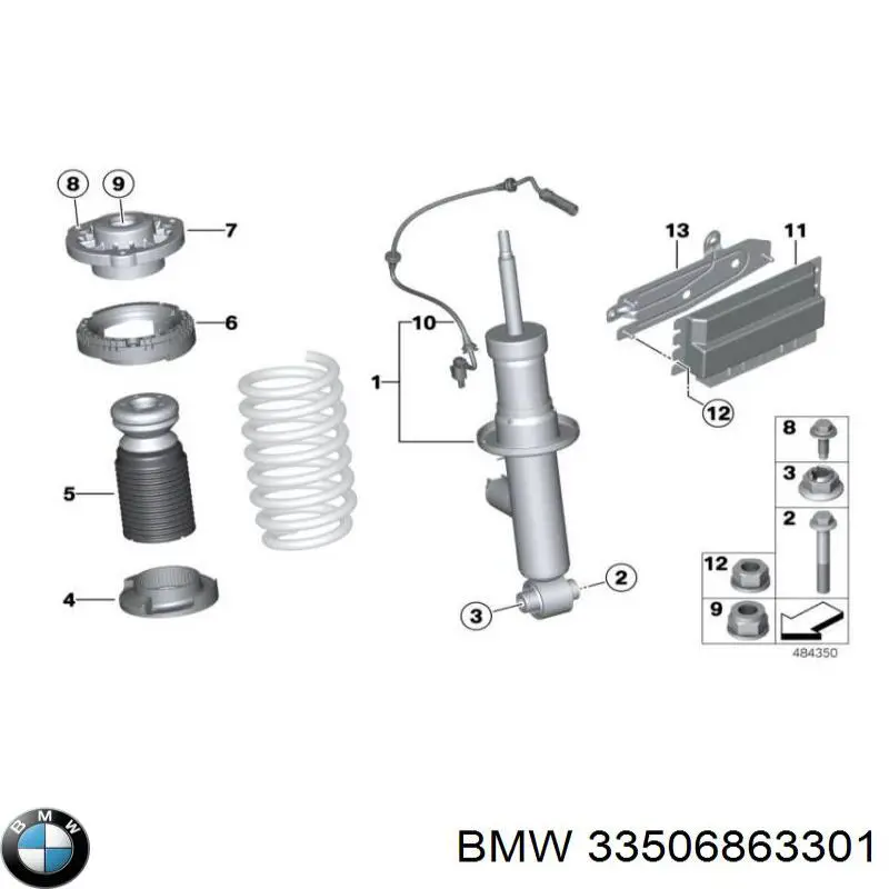 Купить 33506863301 BMW Опора амортизатора заднего