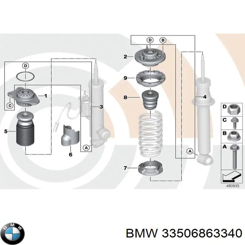 Опора заднего амортизатора BMW 33506863340 цена, от 32.84 USD