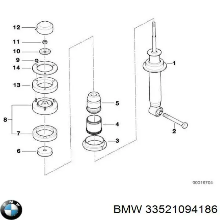 Опора амортизатора заднего 33521094186 BMW