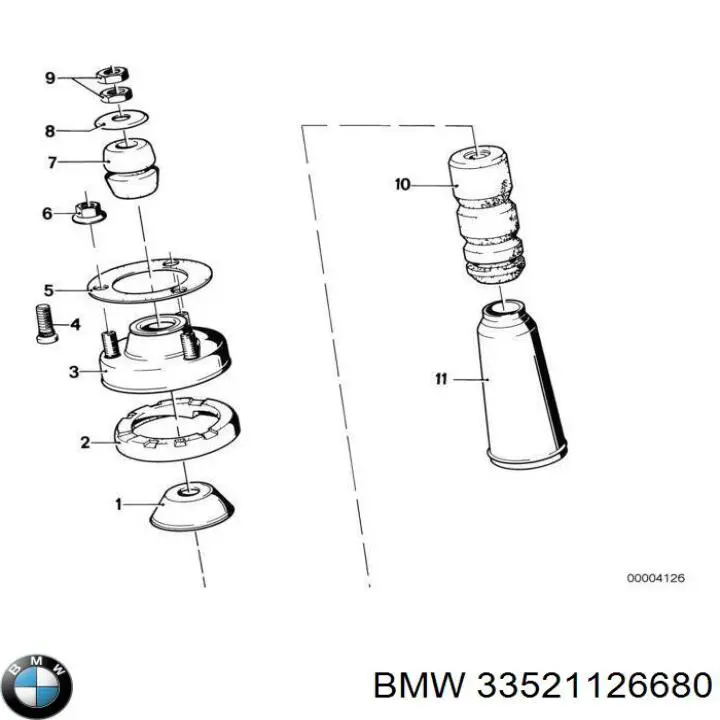 Опора стойки амортизатора переднего BMW 33521126680 цена, от 78.99 USD