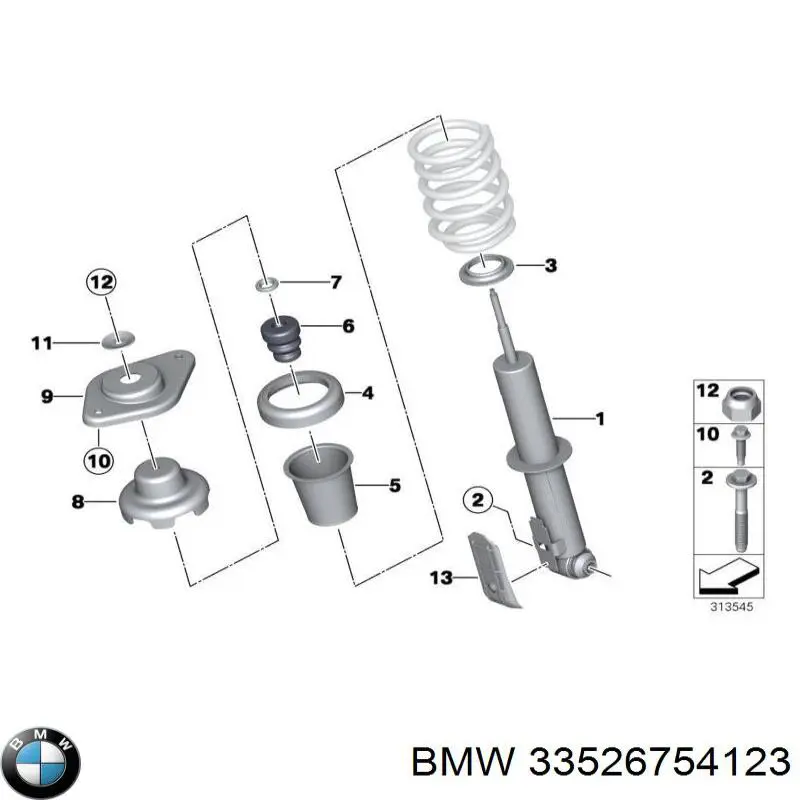 Опора амортизатора заднего левого 33526754123 BMW