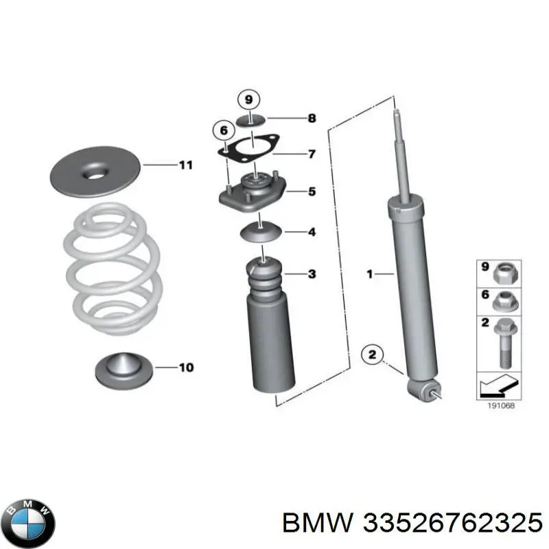 33526762325 BMW arruela de bucha da haste de amortecedor traseiro