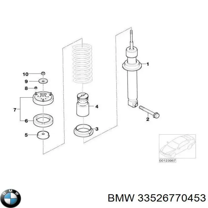 Стойка амортизатора задняя BMW 33526770453 цена, от 96.20 USD