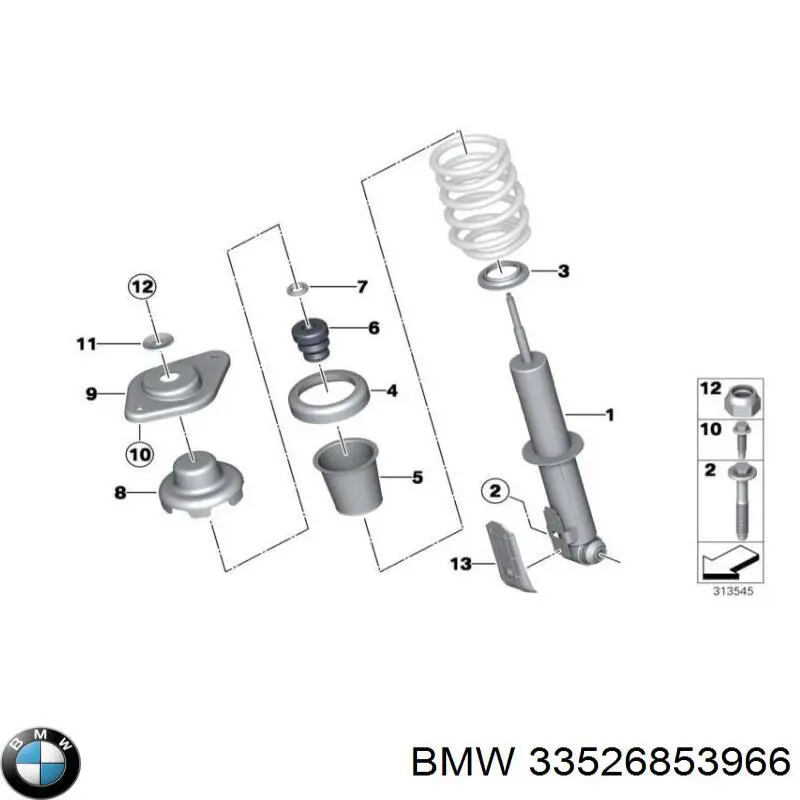 Стойка амортизатора задняя BMW 33526853966 цена, от 78.60 USD