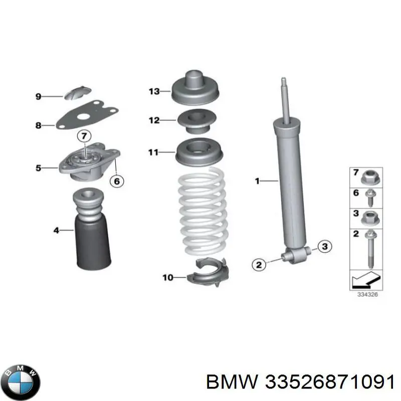 Amortiguador trasero 33526871091 BMW