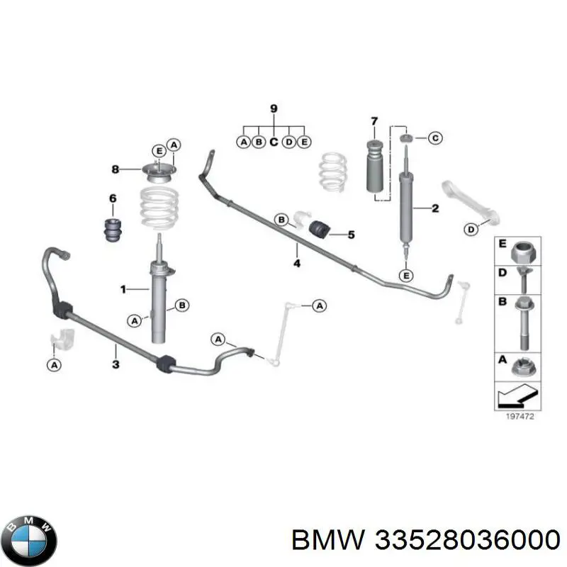 33528036000 BMW pára-choque (grade de proteção de amortecedor traseiro + bota de proteção)