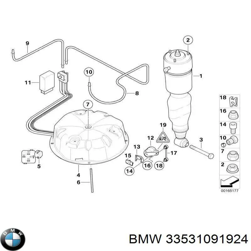 33531091924 BMW проставка (резиновое кольцо пружины задней верхняя)