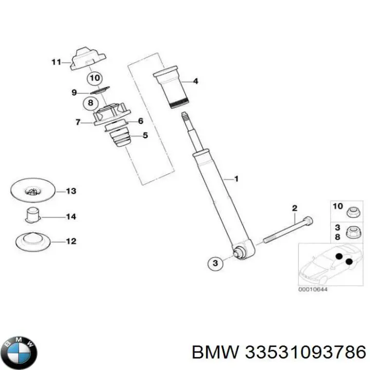 33531093786 BMW проставка (резиновое кольцо пружины задней верхняя)