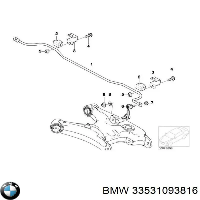 Стабилизатор задний 33531093816 BMW