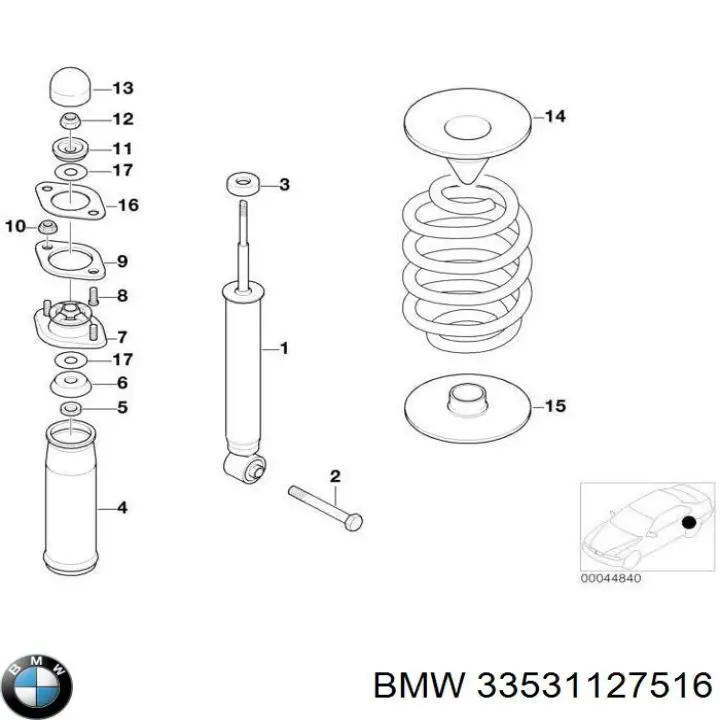 33531127516 BMW проставка (резиновое кольцо пружины задней нижняя)