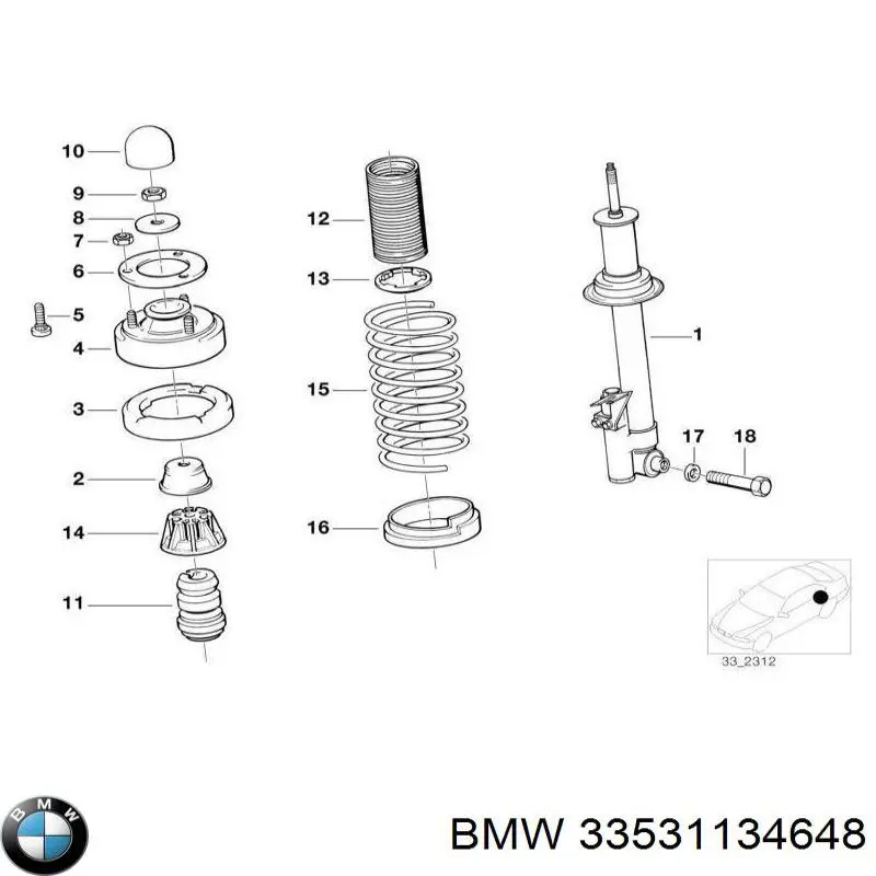 33531134648 BMW Пружина подвески задняя